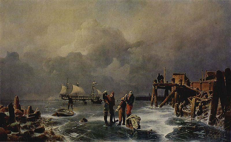 Andreas Achenbach Ufer des zugefrorenen Meeres (Winterlandschaft) oil painting picture